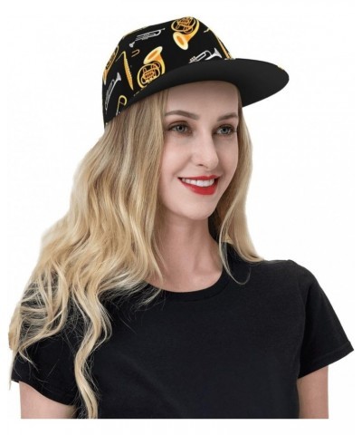 Unisex Adjustable Flat Brim Cap Saxophone-Trombone-Lover-Music Baseball Cap Cool Snapback Hat for Men Women Black $13.48 Base...