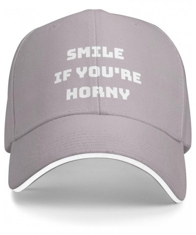 Smiles If You are Horny Men Women Baseball Cap Black Low Profile Adjustable Washed Golf Dad Hat Gray $11.16 Baseball Caps