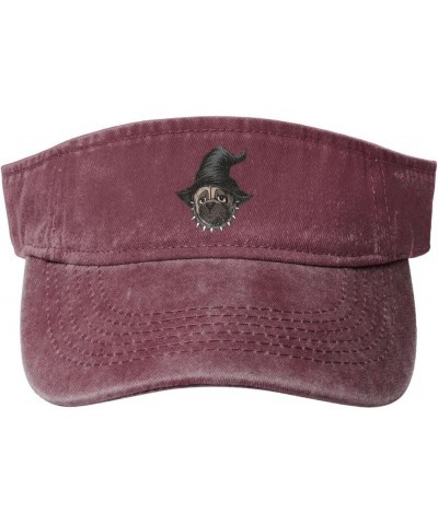 Halloween Dog Wearing A Witch's Hat Sun Hat Sun Visor Hats for Women Men Baseball Cap Golf Hats Red $9.70 Sun Hats