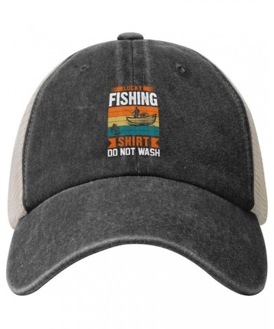 Lucky Fishing Shirt Do Not Wash Retro Mesh Baseball Cap Men Women Sport Caps Trucker Hat Black $10.84 Baseball Caps