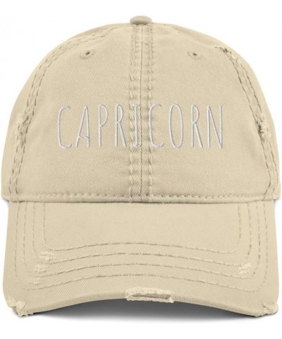 Zodiac Sign Gifts Capricorn (Embroidered Distressed Dad Hat) Birthday Astrological Khaki $19.69 Baseball Caps