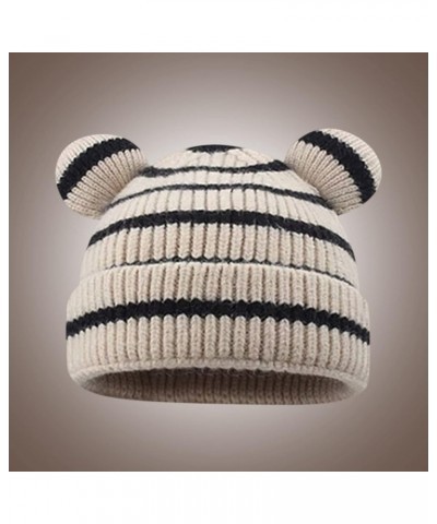 for Women Lined Cable Knitted Winter Warm Hat Slouch Cap Adult Wool White $8.14 Skullies & Beanies