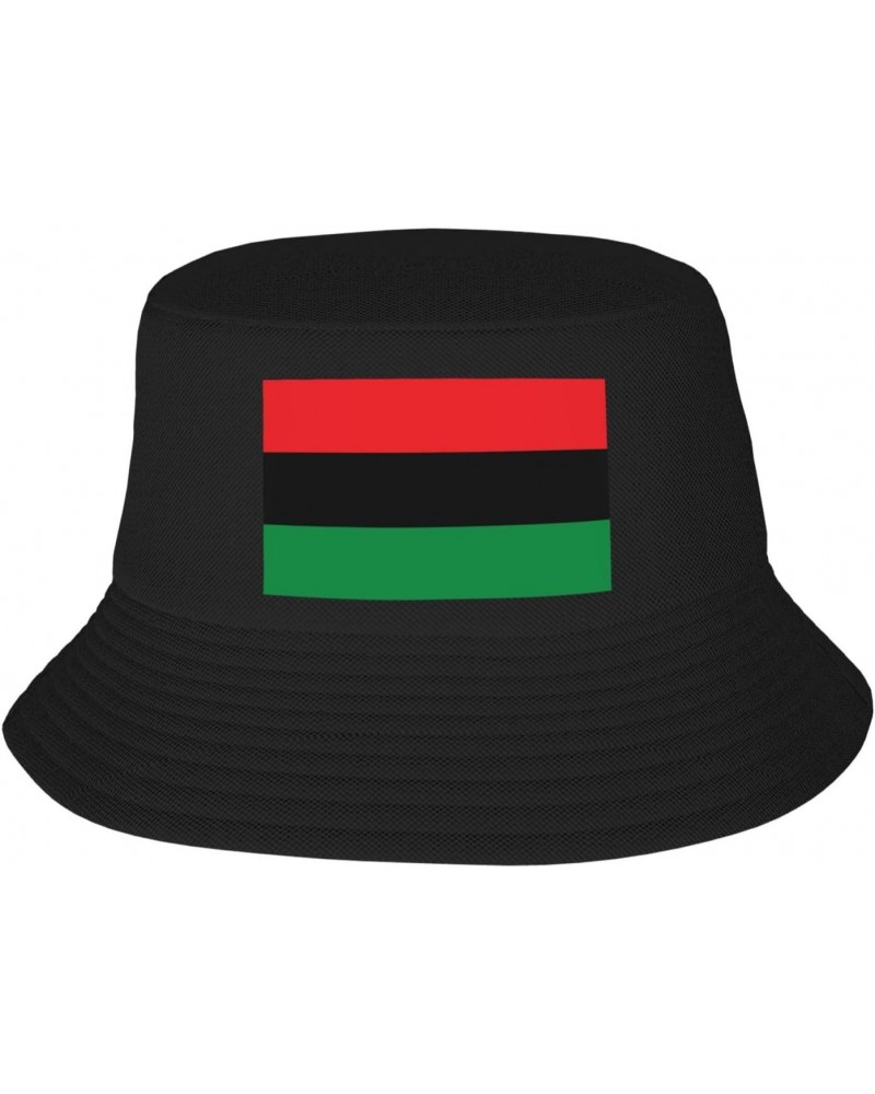 African American Flag Red Black and Green Summer Style Essential: Double-Layer Fisherman Hat for Sun Protection and Fashion! ...