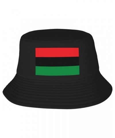 African American Flag Red Black and Green Summer Style Essential: Double-Layer Fisherman Hat for Sun Protection and Fashion! ...