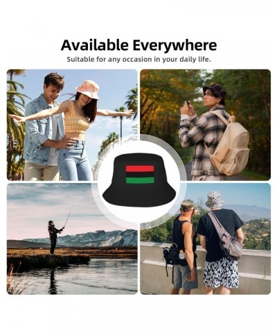 African American Flag Red Black and Green Summer Style Essential: Double-Layer Fisherman Hat for Sun Protection and Fashion! ...