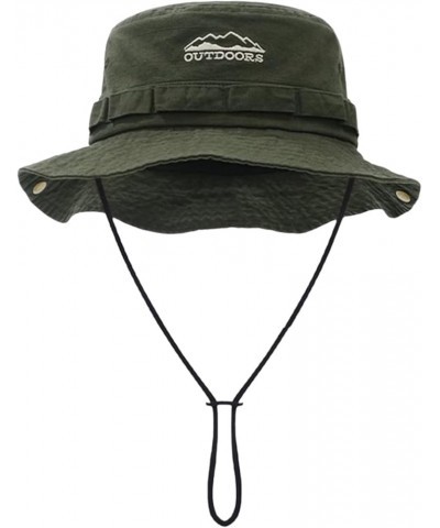 Cotton Boonie Sun Hat for Men Women, Foldable Outdoor Sun Protection Hat with Chin Strap for Fishing Hunting Hiking Army Gree...