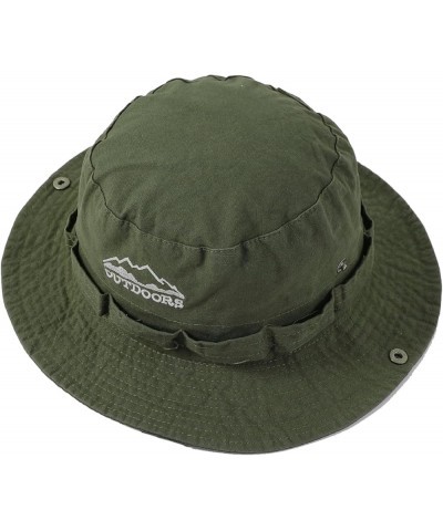 Cotton Boonie Sun Hat for Men Women, Foldable Outdoor Sun Protection Hat with Chin Strap for Fishing Hunting Hiking Army Gree...