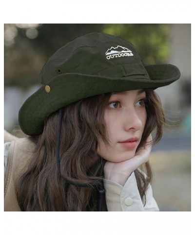 Cotton Boonie Sun Hat for Men Women, Foldable Outdoor Sun Protection Hat with Chin Strap for Fishing Hunting Hiking Army Gree...