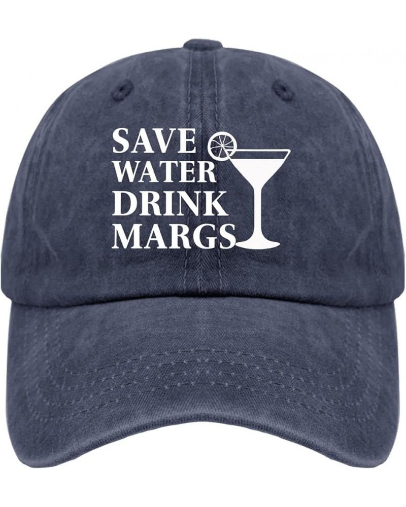 Save Water Drink Margs Sun Hat Custom Hats Pigment Black Golf Hat Gifts for Grandma Baseball Hat Navy Blue $10.78 Bucket Hats