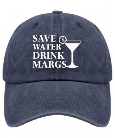 Save Water Drink Margs Sun Hat Custom Hats Pigment Black Golf Hat Gifts for Grandma Baseball Hat Navy Blue $10.78 Bucket Hats