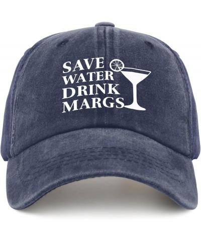 Save Water Drink Margs Sun Hat Custom Hats Pigment Black Golf Hat Gifts for Grandma Baseball Hat Navy Blue $10.78 Bucket Hats