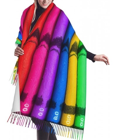 Roaring Dragon Cashmerette Fringed Scarf Long Warm Shawls Wraps Winter Large Soft Blanket Scarves Gifts Colored Crayons $13.7...