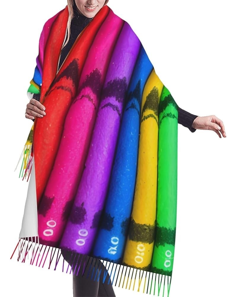 Roaring Dragon Cashmerette Fringed Scarf Long Warm Shawls Wraps Winter Large Soft Blanket Scarves Gifts Colored Crayons $13.7...