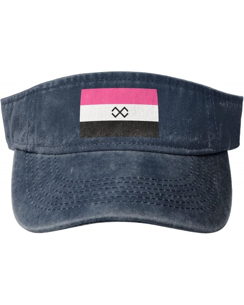 Flag of The Moksha People Sun Visor Hats for Women Men Adjustable Sports Sun Hats Cotton Golf Cap Navy Blue $12.14 Visors