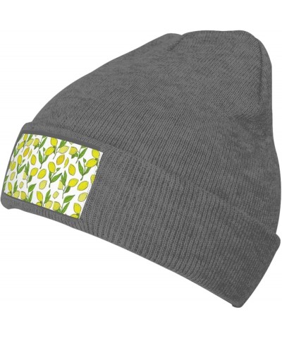 Yellow Fresh Lemons Print Unisex Cute Knitted Hat Beanie Soft Warm Beanie Cap Casual Fashion Knit Hat Deep Heather $9.41 Skul...