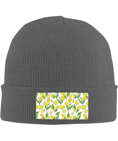 Yellow Fresh Lemons Print Unisex Cute Knitted Hat Beanie Soft Warm Beanie Cap Casual Fashion Knit Hat Deep Heather $9.41 Skul...