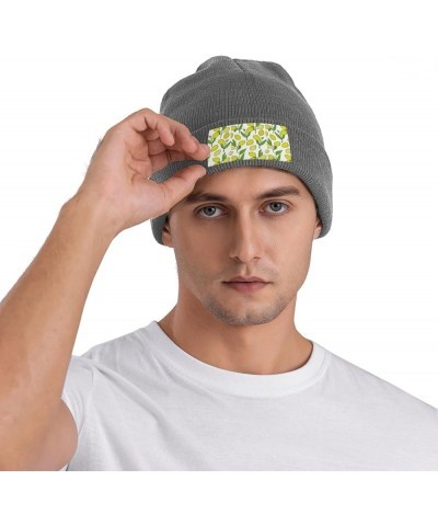 Yellow Fresh Lemons Print Unisex Cute Knitted Hat Beanie Soft Warm Beanie Cap Casual Fashion Knit Hat Deep Heather $9.41 Skul...