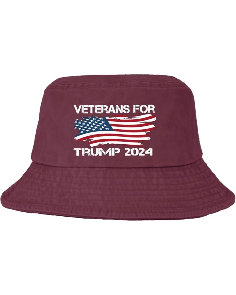 Veterans for Trump 2024 Bucket Hats Bucket Hats Flodable Womens Hat for Travel Accessories for Travel Must Deep Rose $9.02 Bu...