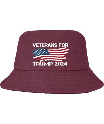 Veterans for Trump 2024 Bucket Hats Bucket Hats Flodable Womens Hat for Travel Accessories for Travel Must Deep Rose $9.02 Bu...