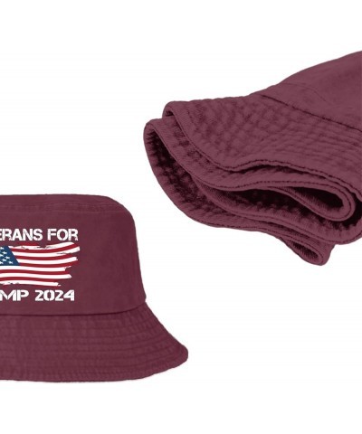 Veterans for Trump 2024 Bucket Hats Bucket Hats Flodable Womens Hat for Travel Accessories for Travel Must Deep Rose $9.02 Bu...