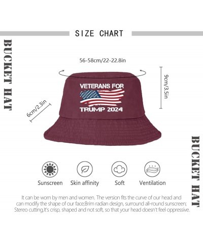 Veterans for Trump 2024 Bucket Hats Bucket Hats Flodable Womens Hat for Travel Accessories for Travel Must Deep Rose $9.02 Bu...