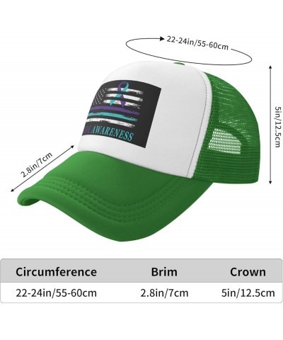 Suicide Prevention Awareness American USA Flag Mesh Baseball Cap Dad Trucker Flat Bill Brim Hat Green $9.65 Baseball Caps