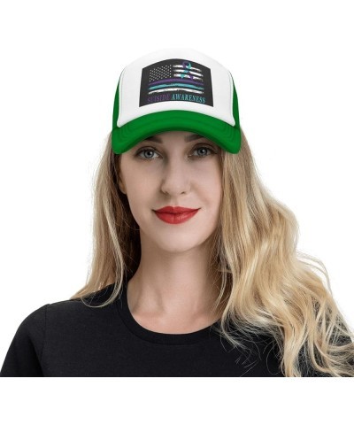 Suicide Prevention Awareness American USA Flag Mesh Baseball Cap Dad Trucker Flat Bill Brim Hat Green $9.65 Baseball Caps