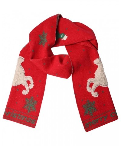 Women's Christmas Scarf Cute Elk Print Scarves Winter Warm Knit Shawls Long Wraps Winter Scarf Red $12.59 Scarves