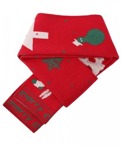 Women's Christmas Scarf Cute Elk Print Scarves Winter Warm Knit Shawls Long Wraps Winter Scarf Red $12.59 Scarves