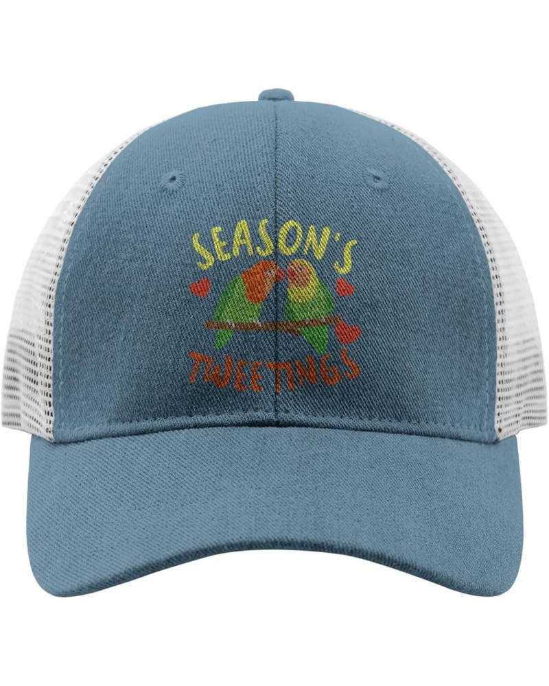 Snapback Hat Christmas Trucker Hats for Women Hats Snapback Season's Tweetings Fashion Pickleball Hats Skyblue $10.82 Basebal...