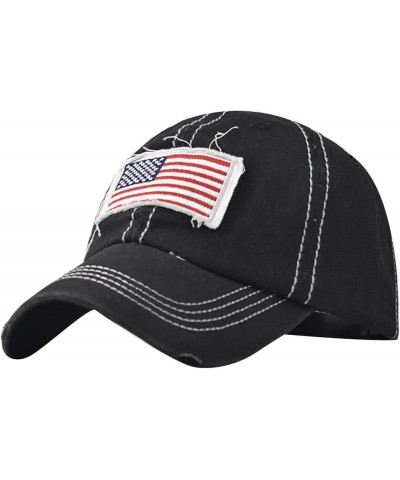 Washed Baseball-Hats American-Flag Distressed Cotton Dad Hat Embroiderred Flag Baseball Caps for Unisex Grey $6.21 Baseball Caps