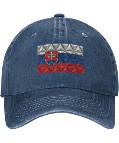 Slovak Flag with Polygonal Effect Dad Hat Vintage Baseball Cap for Men Women Hats Gifts Trucker Caps Navy Blue $10.69 Basebal...