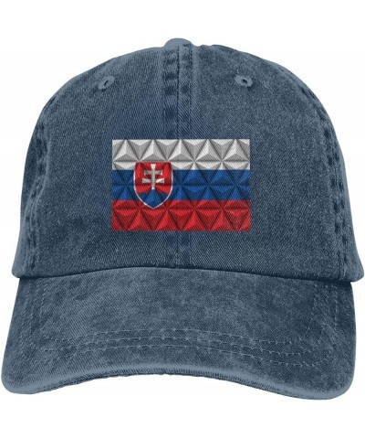 Slovak Flag with Polygonal Effect Dad Hat Vintage Baseball Cap for Men Women Hats Gifts Trucker Caps Navy Blue $10.69 Basebal...