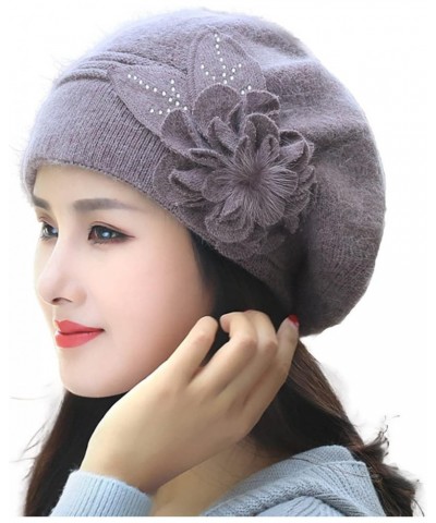 FADVES Winter Hats for Women Beanies Rabbit Fur Knitted Hat with Rhinestones Coffee $12.58 Skullies & Beanies