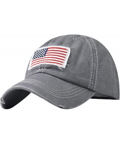 Washed Baseball-Hats American-Flag Distressed Cotton Dad Hat Embroiderred Flag Baseball Caps for Unisex Grey $6.21 Baseball Caps