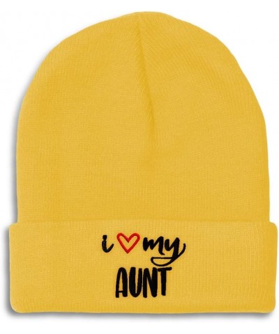 Beanies for Men I Love My Aunt Embroidery Aunt Kinswoman Winter Hats for Women Acrylic Skull Cap 1 Size Yellow Personalized T...