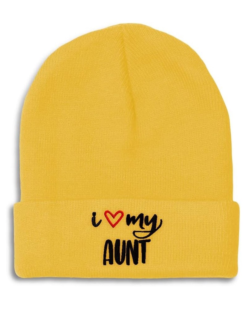 Beanies for Men I Love My Aunt Embroidery Aunt Kinswoman Winter Hats for Women Acrylic Skull Cap 1 Size Yellow Personalized T...