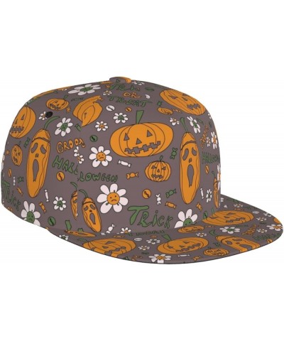 Halloween Pumpkins Baseball Cap, Flat Brim Trucker Hat, Buckle Adjustable Halloween Pumpkins16 $10.00 Baseball Caps