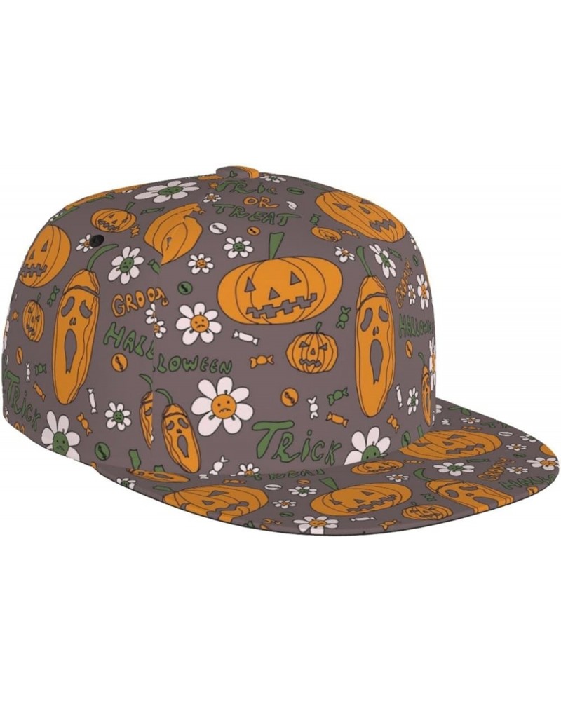 Halloween Pumpkins Baseball Cap, Flat Brim Trucker Hat, Buckle Adjustable Halloween Pumpkins16 $10.00 Baseball Caps