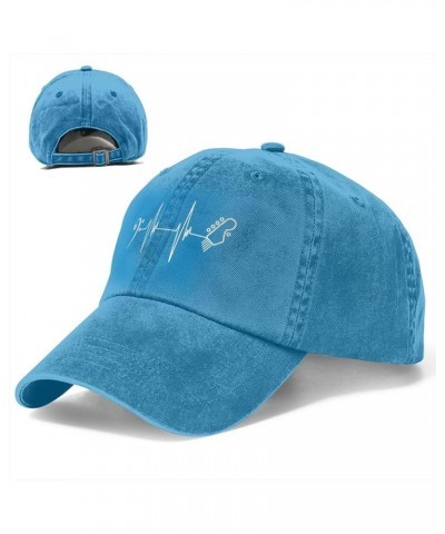 Bass Clef Bass Guitar Hat Washed Cotton Baseball Cap Black Fashiontrucker Hat Adjustable Blue $10.65 Baseball Caps