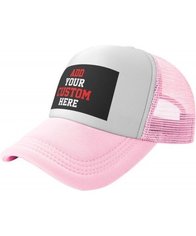 Custom Hat Design Your Own Hat Unisex Custom Hat Fashion Personalized Trucker Hat Pink $8.73 Baseball Caps